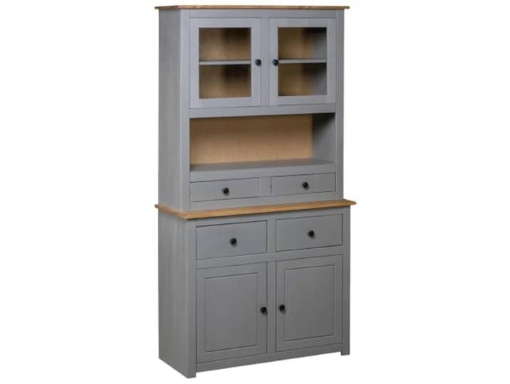 KGHFDVB Highboard Grau 93x40,5x180 cm Kiefernholz Panama Massivholz, Viel Stauraum, Rustikales Design, Einfache Montage, Unikat