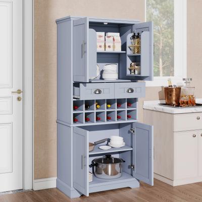 GREATPLANINC Farmhouse Wine Bar Storage Cabinet with 12-Bottle Wine Rack