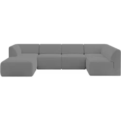 WOHNLANDSCHAFT Ottomane Links MOVA 345x180x78 Grau Bouclé