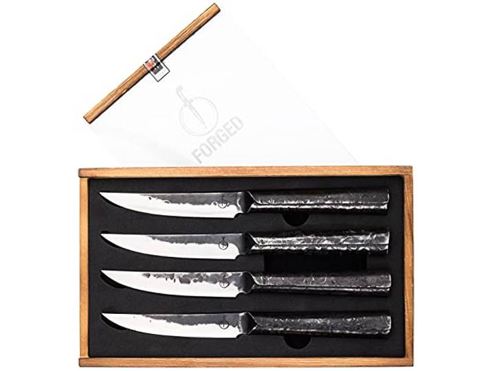 Forged Brute Steakmesser, 4-teilig, handgefertigt, in Holzkiste