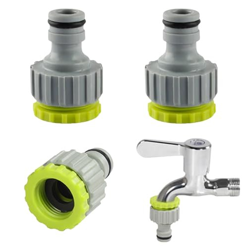 Kraanadapter voor tuinirrigatie, 1/2 inch en 3/4 inch kunststof slangaansluitset voor waterslangconnectoren, groen