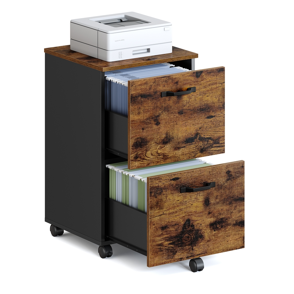VASAGLE Rollcontainer vintagebraun-schwarz OFC040B01