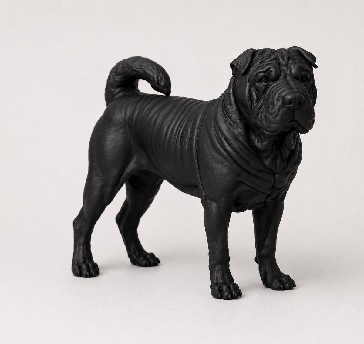 Decoratief Shar Pei Hondenbeeldje - Zwart - 3D geprint