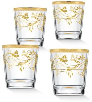 Lorren Home Trends Rosalia Flower Double Old Fashion, Set of 4