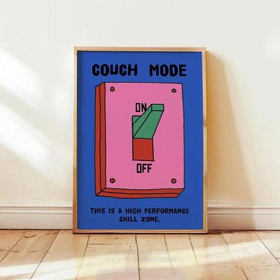 Inspire Essentials Mental Health Quote Wall Art Colorful Retro Cartoon Canvas Positive Decor f 50x75cm Unframed