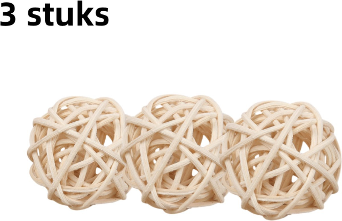 3 stuks Natuurlijke Rotan Ballen - Decoratieve Ornamenten voor Planten en Aromatherapie - 5 cm