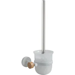 MSV, Toilettenbürste, Wc Garnitur und Wandsupport weiss Bambus Iana