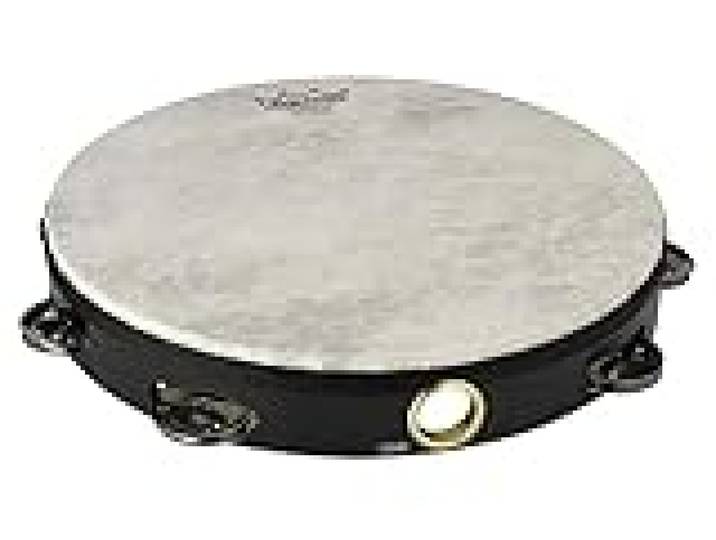 Remo World Percussion Tambourin 10 Simple rangée – Cadre Acousticon, Peau Fiberskyn 3, Finition Quadura Noire, Accordé en usine, 8 paires de cymbalettes – TA-5110-70