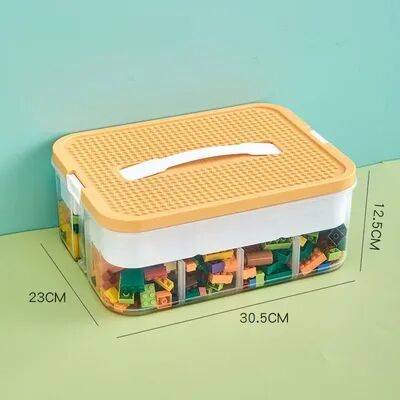 Discount Dollar Deals Plastic Lego Storage Box For Kids, Jigsaw Puzzle Organizer, Building Block Container, Kidroom Toy Sorter, Classification yellow