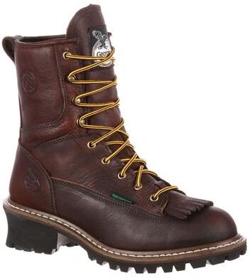 "Georgia Boot Logger 8"" Safety Toe WP - Mens 9.5 Brown Boot W"
