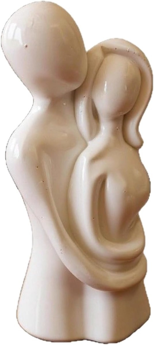 Romantisch Liefdesbeeldje Paar - Abstract Design - Wit - Hoogte: 12 cm