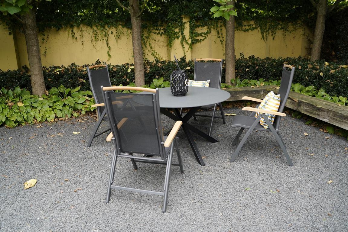 LESLILIVINGB Klappsessel Monza schwarz Alu-Teak, 70x75x110cm 16919503