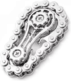 Inspire Curations Metal Bike Chain Sprocket Fidget Spinner Fingertip Gyro silver