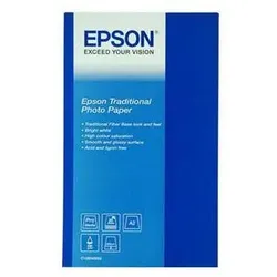 Epson Traditional Foto Papier, A2, 330g/m2, 25 Blatt (330 g/m2, A2, 25 Stk.), Fotopapier, Weiss