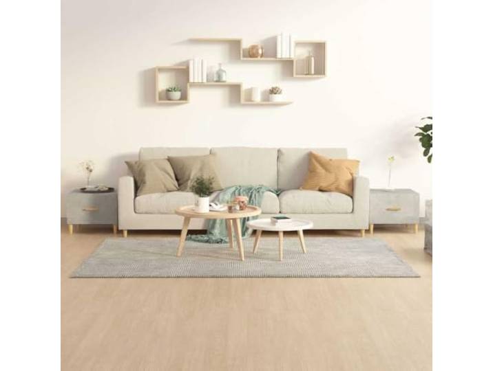 HEFZGDB Couchtische 2 STK. Betongrau 50x50x40 cm Holzwerkstoff mit Schublade - Robuster Beistelltisch mit minimalistischem Design und Stauraum