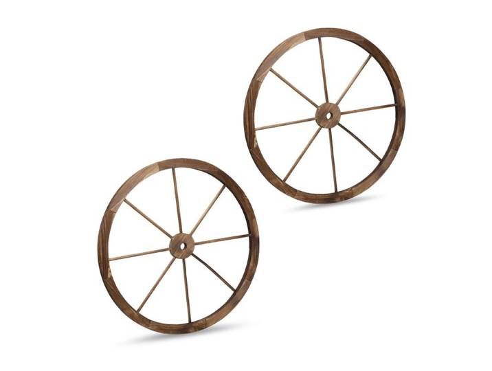 Relaxdays Wagenrad aus Holz 75cm 2er Set