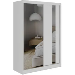 SCHWEBETÜRENSCHRANK 150 - GRECJA - Weiß mit Spiegel
