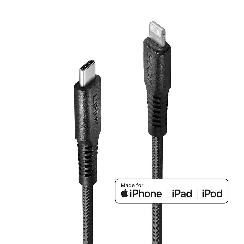 Lindy USB Typ C naar Lightning versterkt laadkabel, 2 meter