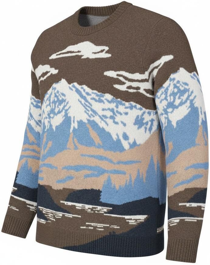 Picture  - Gibow Knit Sweater Cloudy Landscape Men - XL - Pull