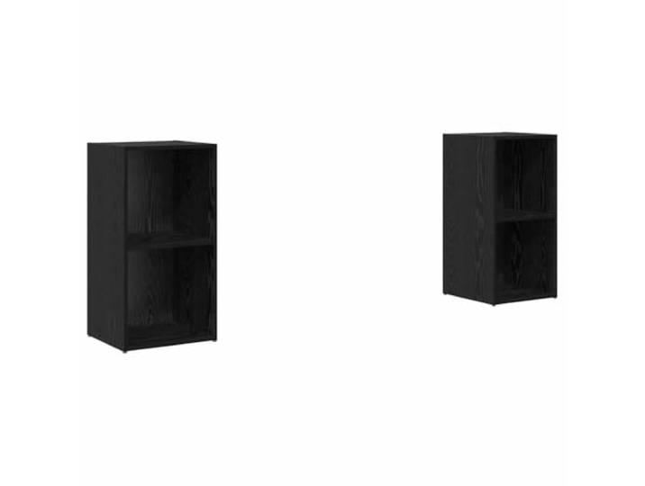 LMTYOENFG 2er Set TV-Schrank Wandmontiert Schwarz Eichen-Optik 72cm Platzsparende Hänge-Lowboards für Wohnzimmer und Schlafzimmer mit 3 offenen Fächern für Receiver und Dekoration.