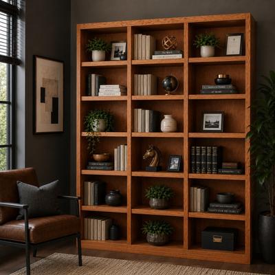 Concepts in Wood Triple-Wide 18 Shelf Bookcase