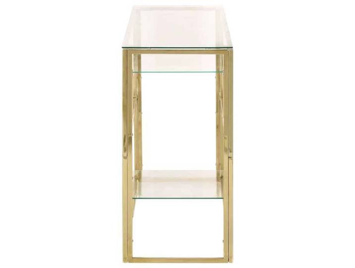 HOT SALE*Table console - SHELD - Armoire d'appoint - Pour salon -doré acier inoxydable et verre trempé M9345958