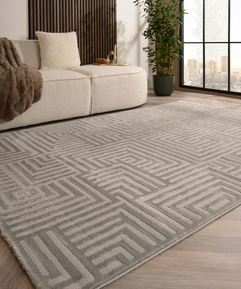 TrueWeave Scandinavisch vloerkleed Serene Voss zilver abstract 160 x 230 cm