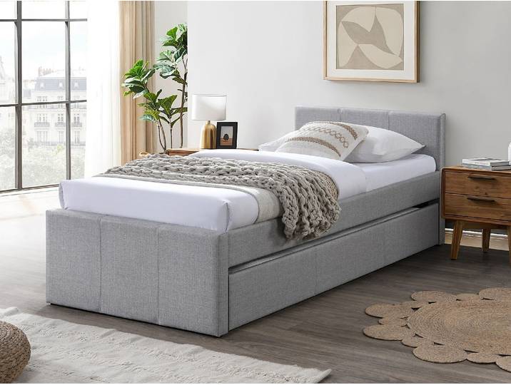 Ausziehbett 90 x 190 cm - Stoff - Grau - DORITALO
