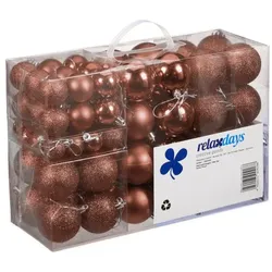 Relaxdays Weihnachtskugeln 100er Set Braun,Silber