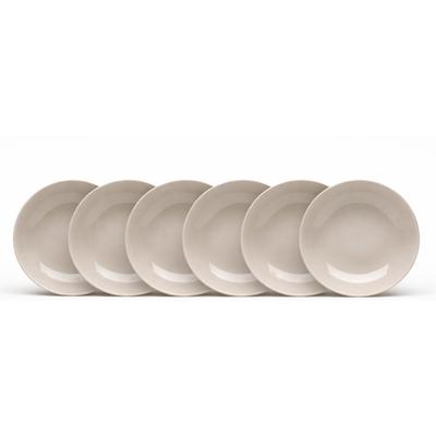 Suppenteller VAN WELL "Malmö, Teller 20 cm, 6 Stück", taupe, H:5cm Ø:20cm, Steingut, Speiseteller, Teller Set, Steingut, spülmaschinen-/mikrowellengeeignet