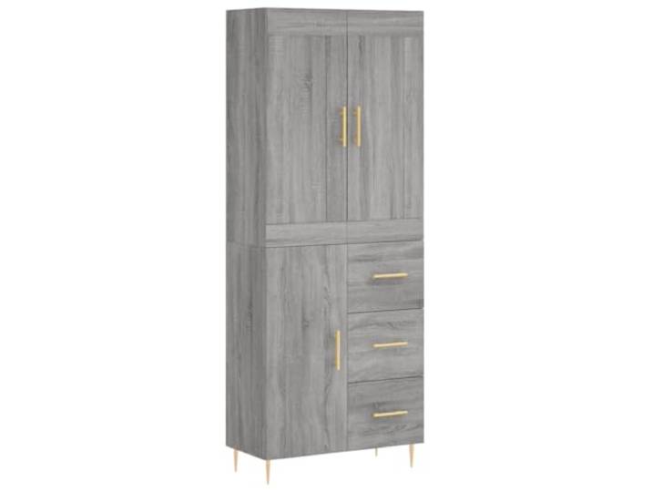 GFMGUEMV Highboard Grau Sonoma 69,5x34x180 cm Holzwerkstoff Stauraum hinter Türen, Metallfüße für Stabilität, Holzwerkstoff glatt, Schrank für Wohnzimmer