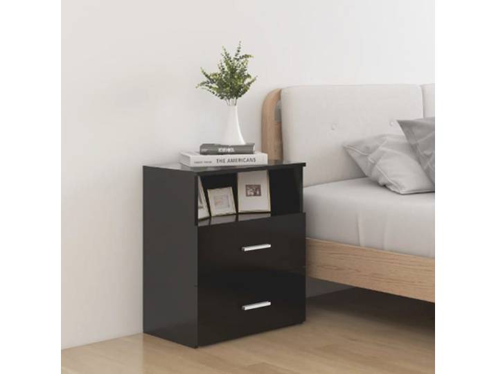 Table de chevet - VIDAXL - Noir - 50x32x60 cm - 2 tiroirs - Design contemporain