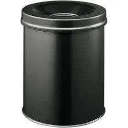 Durable Papierkorb SAFE rund schwarz, Höhe: 357 mm, Ausführung: Flammenlöschkopf, Volumen: 15 Liter, Abfalleimer, Schwarz