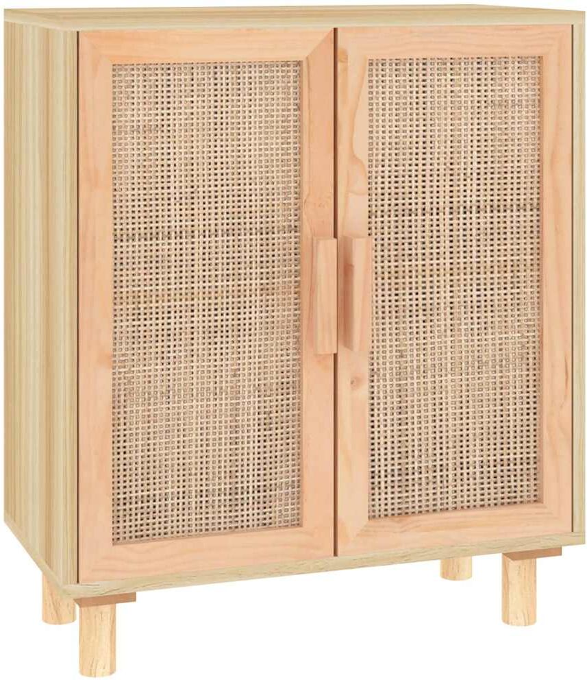 vidaXL Buffet Marron 60x30x70 cm Bois de pin massif et rotin naturel
