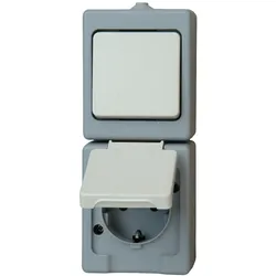 EL FR KOMBI - Schalter/Steckdose, Feuchtraum IP44, grau