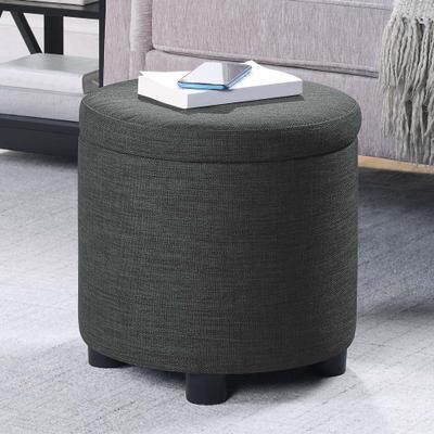 Convenience Concepts Designs4Comfort Round Accent Storage Ottoman with Reversible Tray Lid