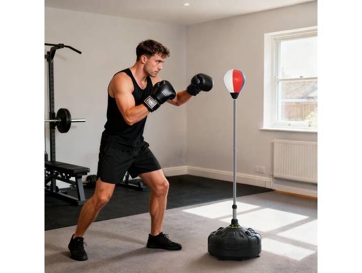 SPORTNOW Punching Ball Réglable 147-165cm Base Réservoir Noir