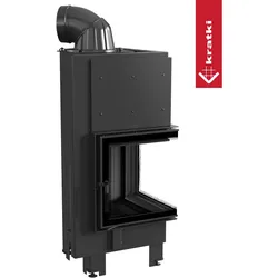 Kamineinsatz aus Stahl KRATKI MBN rechts 8 kW Ø 200 schwarz Verkleidung