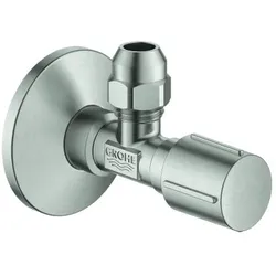 Grohe Eckventil 22037DC0 1/2" x 3/8", Metallgriff, Rosette, Quetschverschraubung 1 cm, supersteel