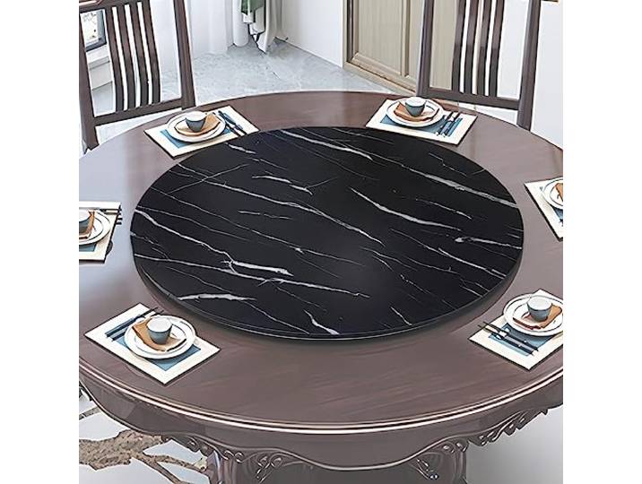 ESOYAWE Esstische Rundes Drehbares Tablet, 50 60 70 80 90 100 cm Tischplatte Drehtablett, Mit Silent Base Zum Einfachen Teilen Aller Speisen Holz Rotating Tablett, Für Küche Essen Parteien Hochzeit