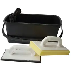 Wascheimer 10l schwarz mit Deckel,1 Rolle,2 Bretter