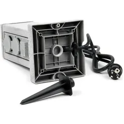 Wiltec, Steckdose, Steckdosensäule 4fach Aussensteckdose IP44 Granitoptik Steckdosenstein Steckdose