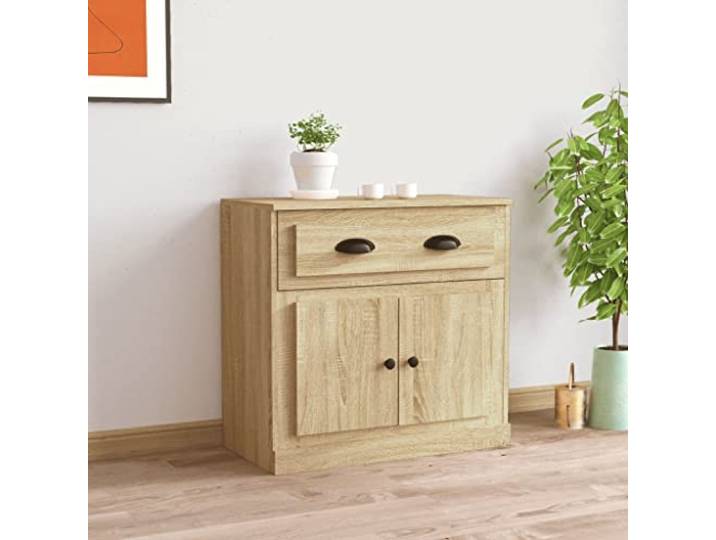 HEFZGDB Klassisches Sideboard in zeitlosem Design aus Holzwerkstoff mit glatter Oberfläche, Weißes Sideboard mit viel Stauraum, praktisches mit Türen zum Schutz vor Staub
