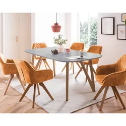 SalesFever »Aino-Mercur« Esszimmergruppe 5-teilig gelb/grau Esstisch 180x90 cm