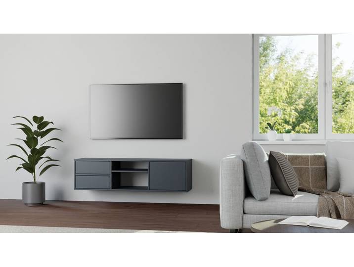 Enfilade suspendue sur mesure Mélaminé premium Noir
