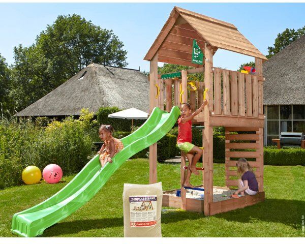 Jungle Gym Cabin 2.1 Legetårn M/sand & Rutsjebane