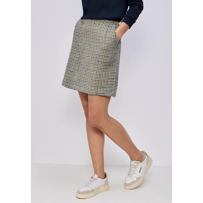 Minirock STREET ONE, Damen, Gr. 36, bunt (shadowed navy), Stoff, 100% Polyester, gemustert, normal knielang, Röcke Minirock, Middle Waist