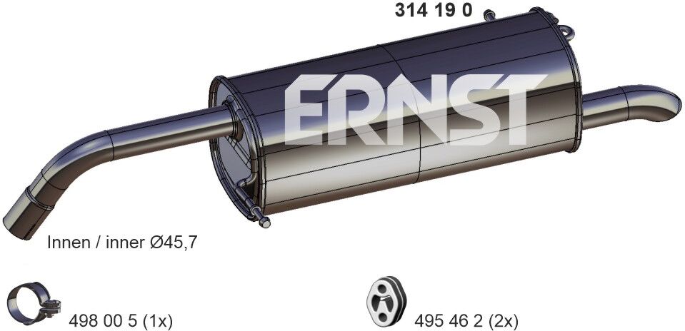 Ernst Endschalldämpfer 314190 Für Ford