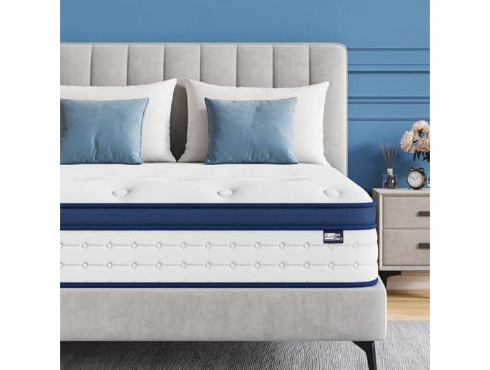 BedStory Matratze 140x200cm, 7-Zonen Taschenfederkernmatratze Höhe 20cm, H4 Härtegrad Matratze, Gedächtnisschaum und unabhängige Sackfeder, Rückenentlastende, Blau