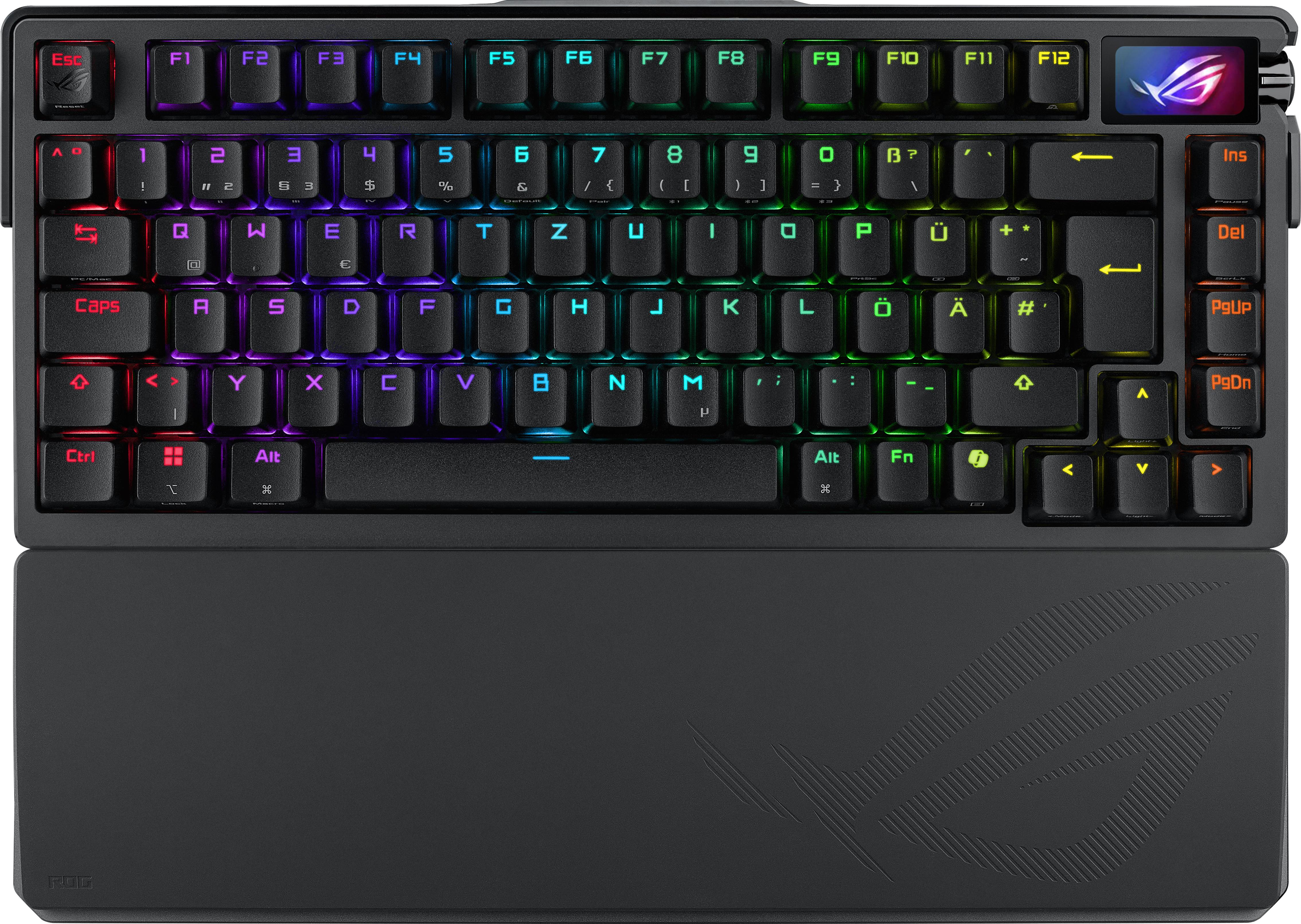 ASUS ROG Azoth Extreme, Verkabelt & Kabellos, USB + RF Wireless + Bluetooth, Mechanischer Switch, QWERTZ, RGB-LED, Schwarz